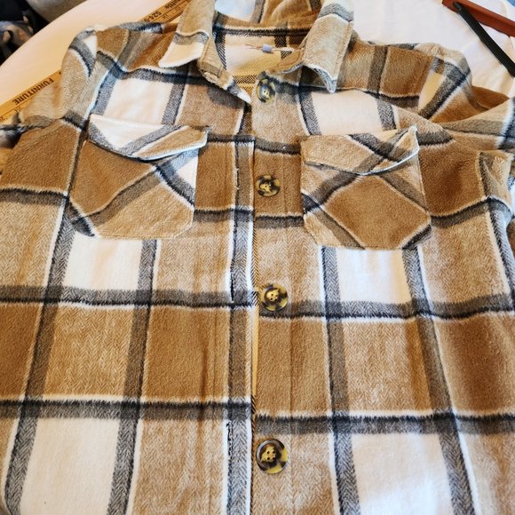 Jason Maxwell, Women Shacket Plaid Flannel, Button Down Blouse, Size L, Polyeste - Picture 5 of 11